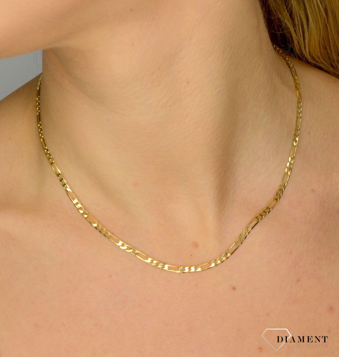 Złoty łańcuszek 333 figaro 3 mm DIA-LAN-1466-333 3mm ✅ Złoty łańcuszek 333 figaro 3 mm✅ Uniwersalny złoty łańcuszek.jpg